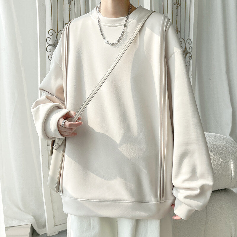 Sweater Men's 2025 Spring New Fashion Brand Loose All-match Solid Color Inner Base Shirt Long Sleeve Men's Round Neck Sweater