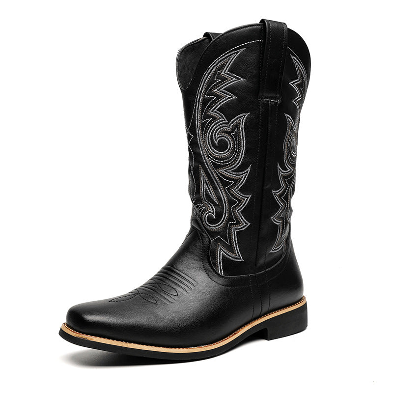 Cross Border plus size Men's Boots 2025 Autumn and Winter High Boots Men's Boots 48 Size British Style High Boots 38 Embroidered Leather Boots
