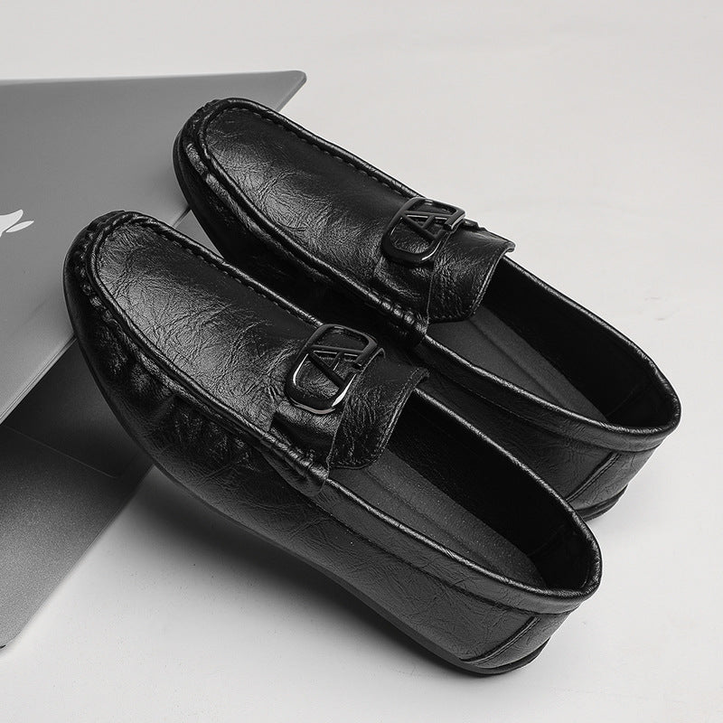 Doug Shoes Men's Summer New Men's Casual Leather Shoes Fashionable All-match Business Love Shoes Foot Breathable Soft Sole Shoes