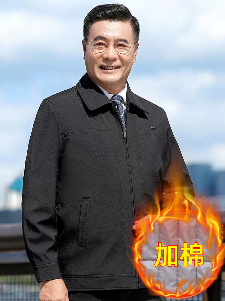 Autumn and Winter Coats for Middle-Aged Men, Dad's Clothing, Middle-Aged and Elderly Men's Autumn and Winter Executive Jackets, Thickened and Warm Men's Wear
