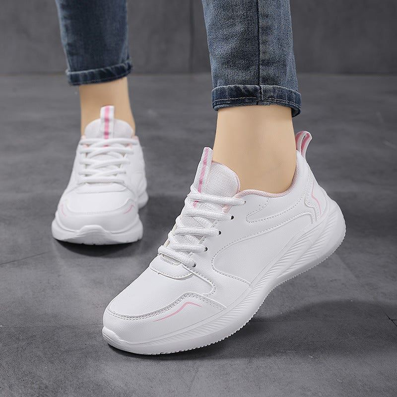 Quanzhou New Women's Fashionable Sports and Casual Shoes Outdoor Lightweight Non-Slip Soft Bottom Student Running Shoes White Shoes for Women