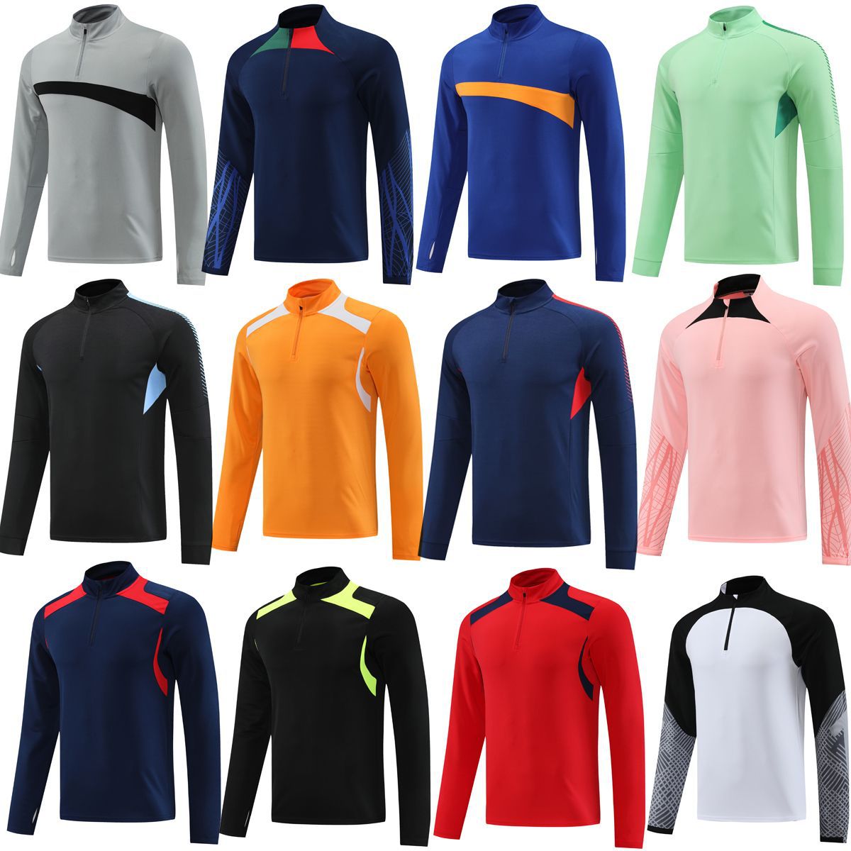 Foreign trade wholesale semi-pull football uniforms training clothes outdoor sports running long sleeve sportswear autumn and winter group clothes appearance clothes