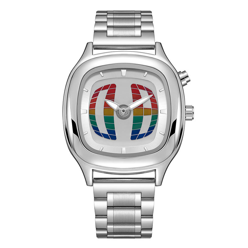 Millennium Y2K Digital Display Scrolling Square Watch Men's Sports Steel Band Dual Display Niche Second-Hand Watch Vintage Watch