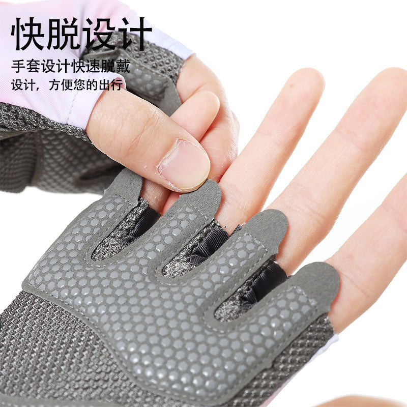 Fitness Gloves Women's Thin Half-Finger Equipment Training Yoga Spinning Blow Breathable Anti-Slip Anti-Cocoon Cycling