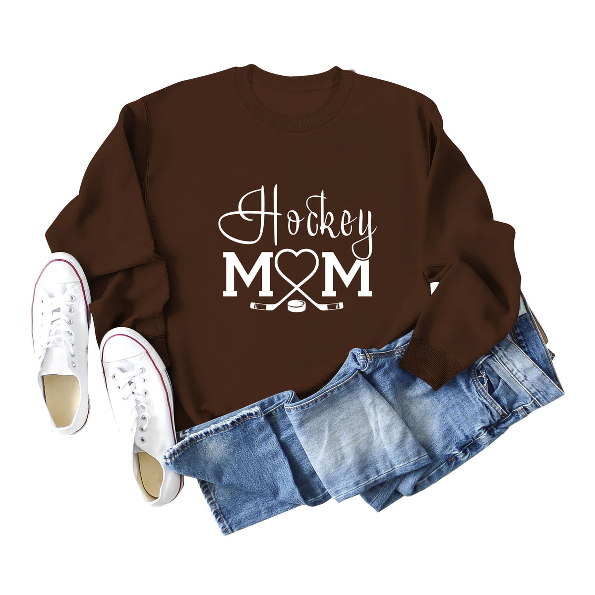 Amazon Wish Independent Station Fashionable Simple Hockey Mom Letter Fun Printed Women's Casual Sweatshirt