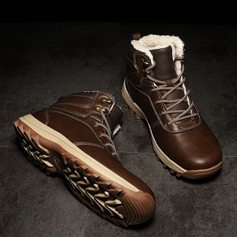 Snow Boots men's 2023 Winter new fleece-lined warm cotton-padded shoes thick-soled men's boots northeast thickened cross-border plus size cotton-padded shoes