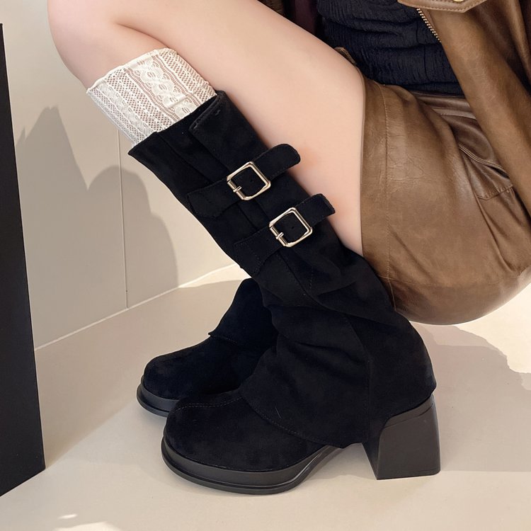 Western Cowboy Boots for Women 2025 New Autumn and Winter Pile Knight Trouser Boots Detachable Two-Wear Knee-Length Boots
