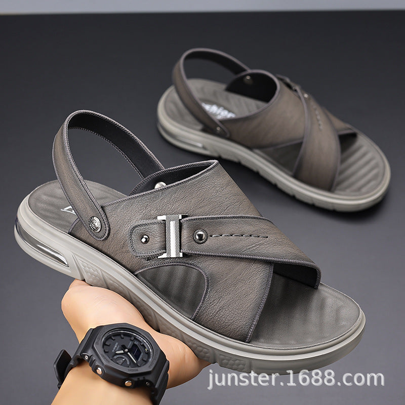 2024 Sandals Men's Casual New Beach Shoes Thick Sole Sandals One-piece Sandals Men's Dual-use Sandals