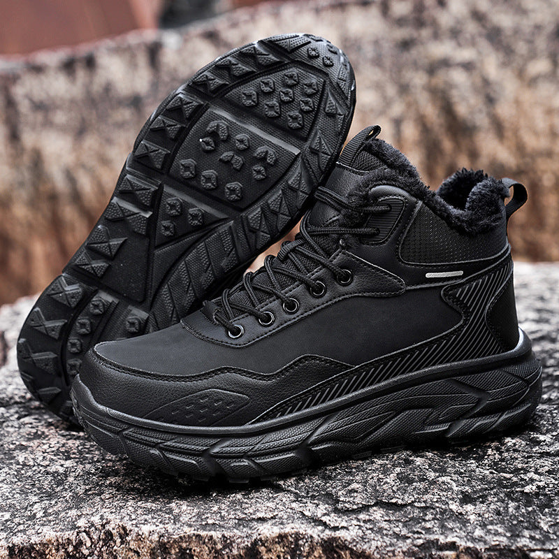 2024 autumn and winter cotton shoes men's waterproof snow boots men's shoes winter fleece-lined sneaker northeast cold warm boots