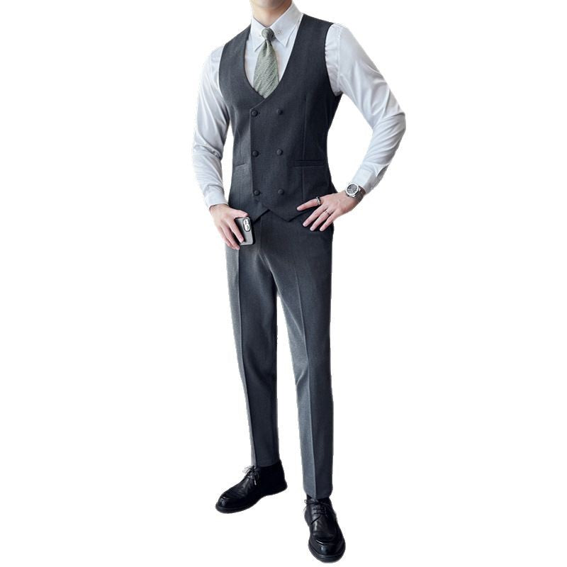 New Spring and Summer High-end Slim-fit Vest Pants suit Men Business Casual Vest Set Best Man Group Dress Suit Men