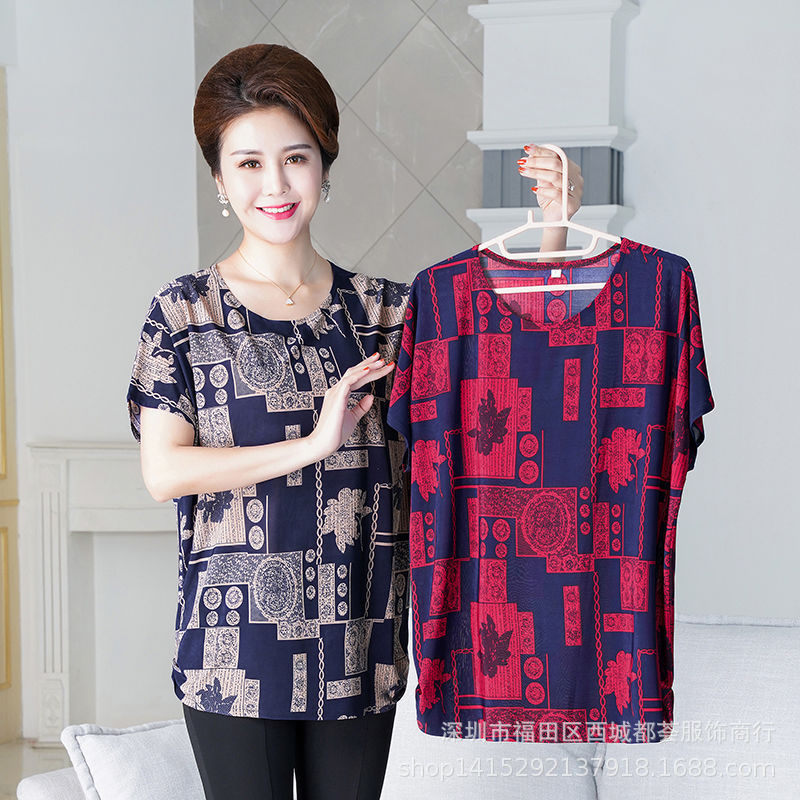 1688 Running River Lake Street Stalls 5 Yuan Loose Women's Clothing Middle-Aged and Elderly Short-Sleeved T-Shirts Mother's Clothing Wholesale Tops Bottoming Shirts