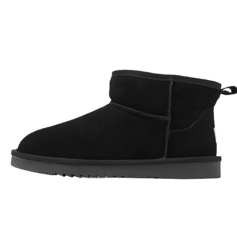 Shanpo Northeast Snow Boots, Leather and Fur Integrated, Men's and Women's Winter Thick-Soled Height-Increasing Waterproof Non-Slip Fleece-Lined Warm Cotton Shoes