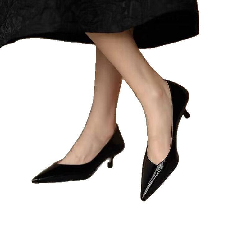 2025 Early Spring New Style Women's High Heels Women's Stiletto Pu Leather Pointed Toe Sexy French Girl Pumps Versatile