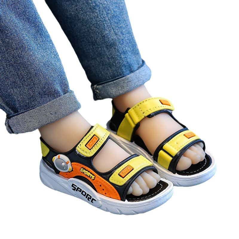 Boys Sandals 2024 New Summer Children's Shoes Small Medium Large Children's Soft Sole Little Boy Baby's Beach Shoes Trendy Shoes