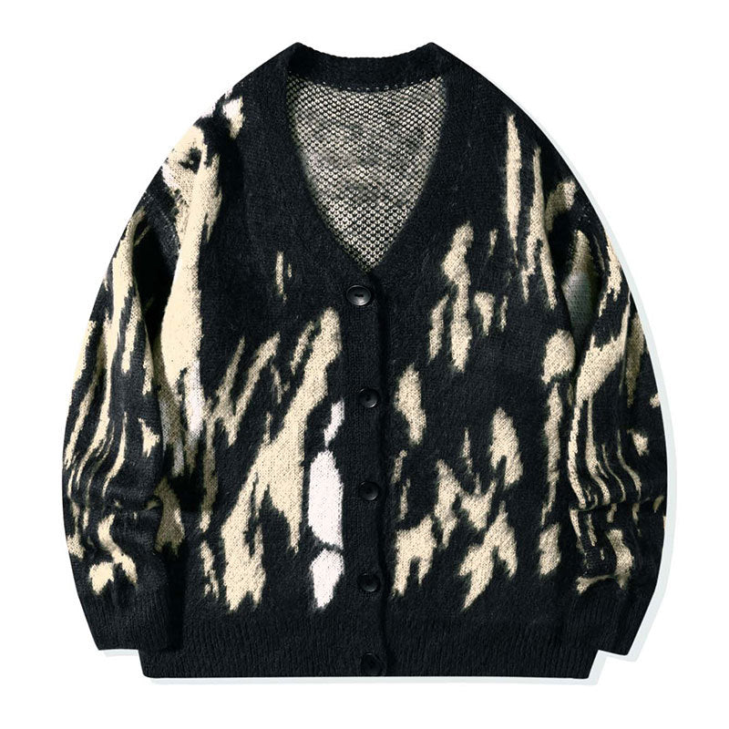 Andrei | Street Hip-Hop Style Sweater for Men, Autumn and Winter Style, Contrasting Colors, Lazy Style, Versatile, Loose Long-Sleeved Knitted Cardigan