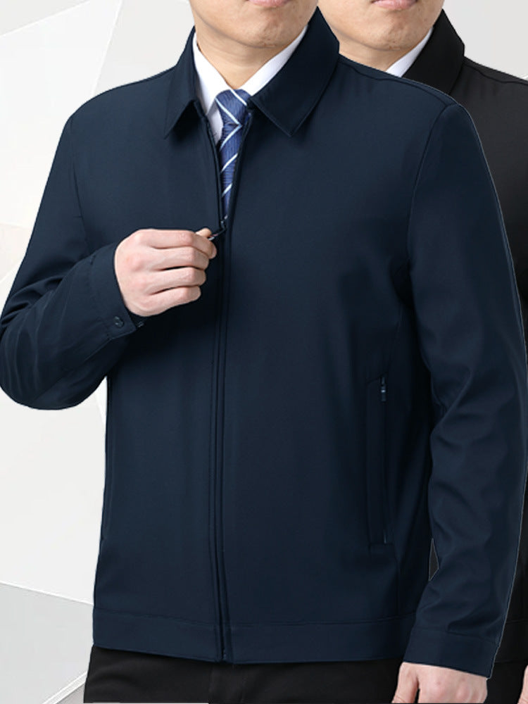 Men's Middle-Aged Jacket Casual Coat Spring and Autumn New Style Men's Dad's Clothing Top with Lapel Windproof