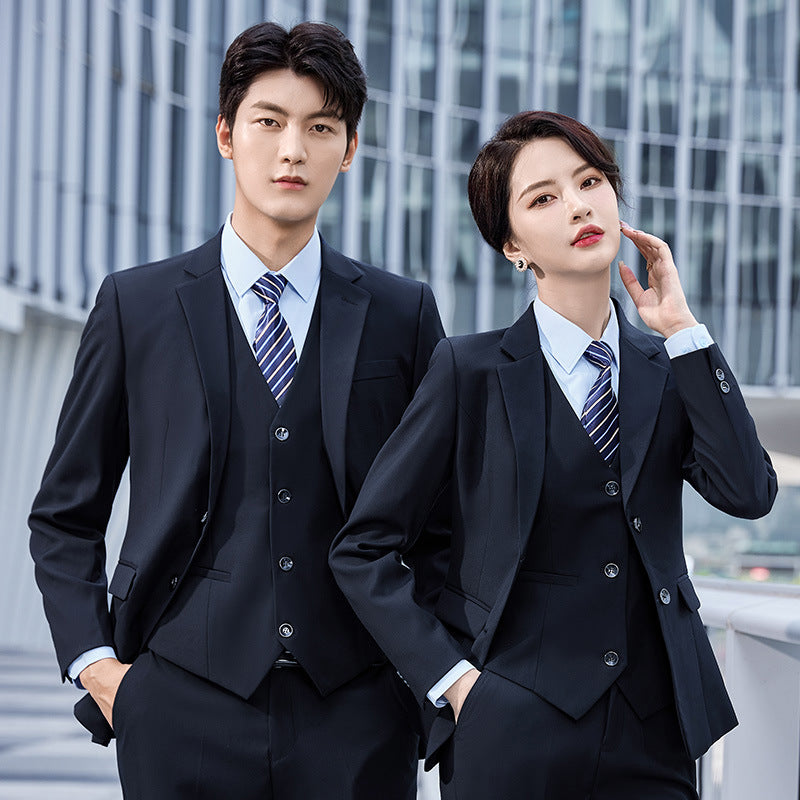 Suit Set Men's Business Wear Men's and Women's Same Formalism 4s Shop Tooling Sales Department Autumn and Winter Vest Work Clothes Suit