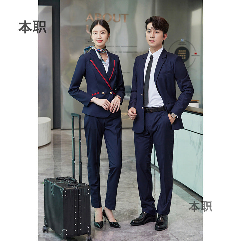 Professional Suit suit Men's and Women's Hotel Work Uniform Suit Property Customer Service Business Commuter Front Office Work Clothes Autumn