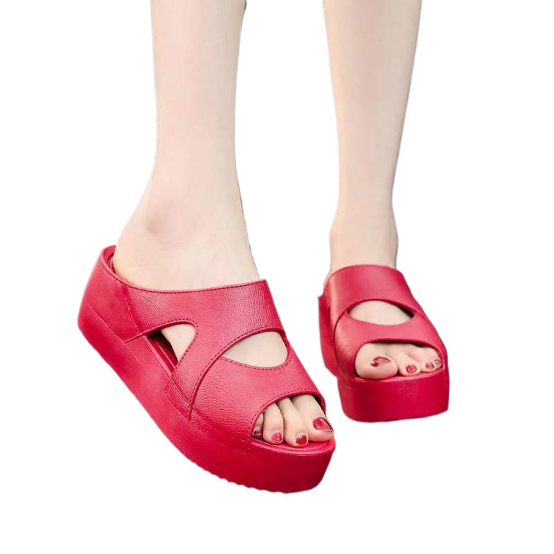 High-Heeled Slippers for Women to Wear in Summer, Ultra-Thick Soles, New Home Hot Style Wedge Heels, Platform Slippers, Non-Slip Plastic Sandals