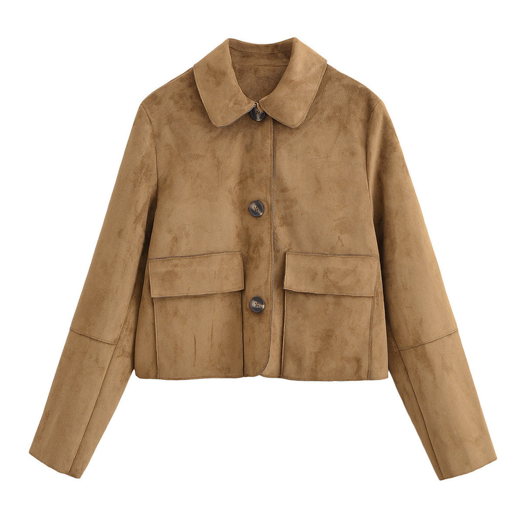 2025 New Autum Women's Clothing European and American Style Fashionable Simple Suede Jacket Jacket 4968224