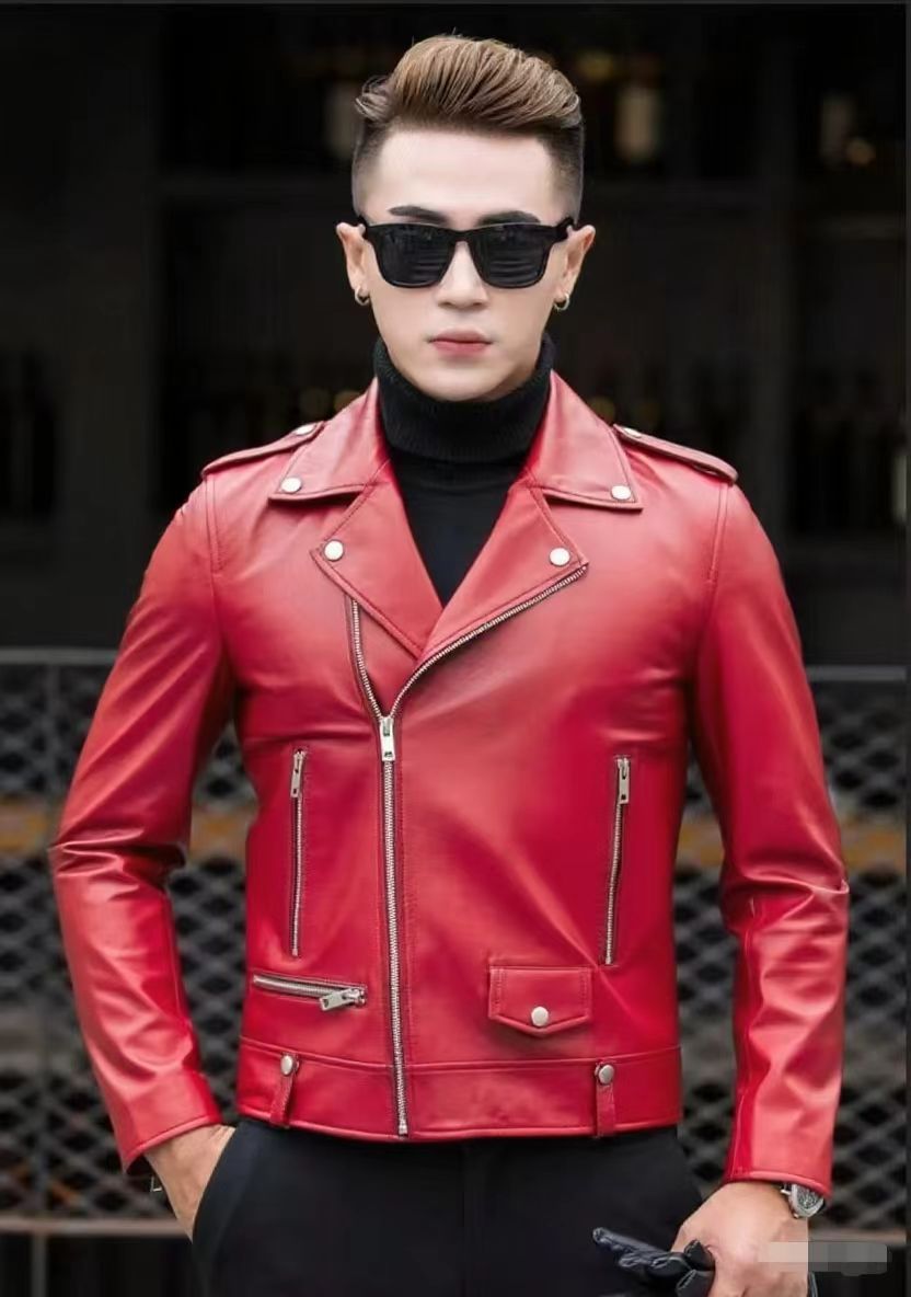 Foreign Trade Men's Clothing Wholesale Men's Motorcycle Leather Jacket 2025 Spring, Autumn and Winter New Leather Jacket Korean Style Slim Men's Leather Jacket
