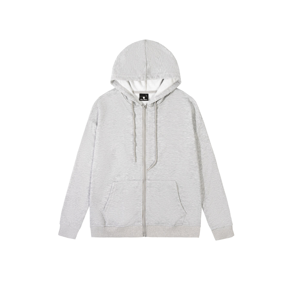 Spring and Autum Hooded Zipper Cardigan Sweatshirt Off-Shoulder Long-Sleeved Pure Color Xiyin Cross-Border Temu Loose Version