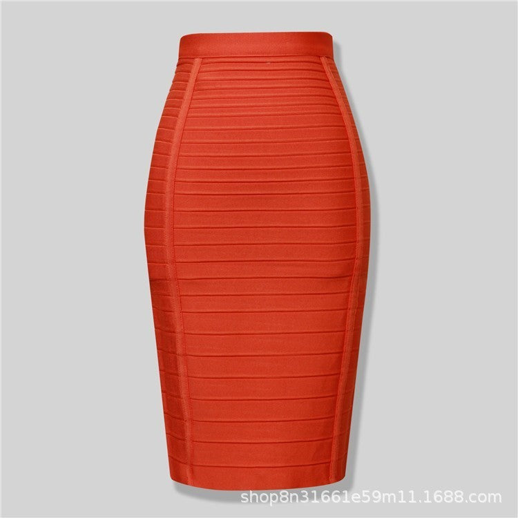 Bandage Skirt Stripesd Zipper Double-Open Sexy High-Waist Hip Skirt Skirt