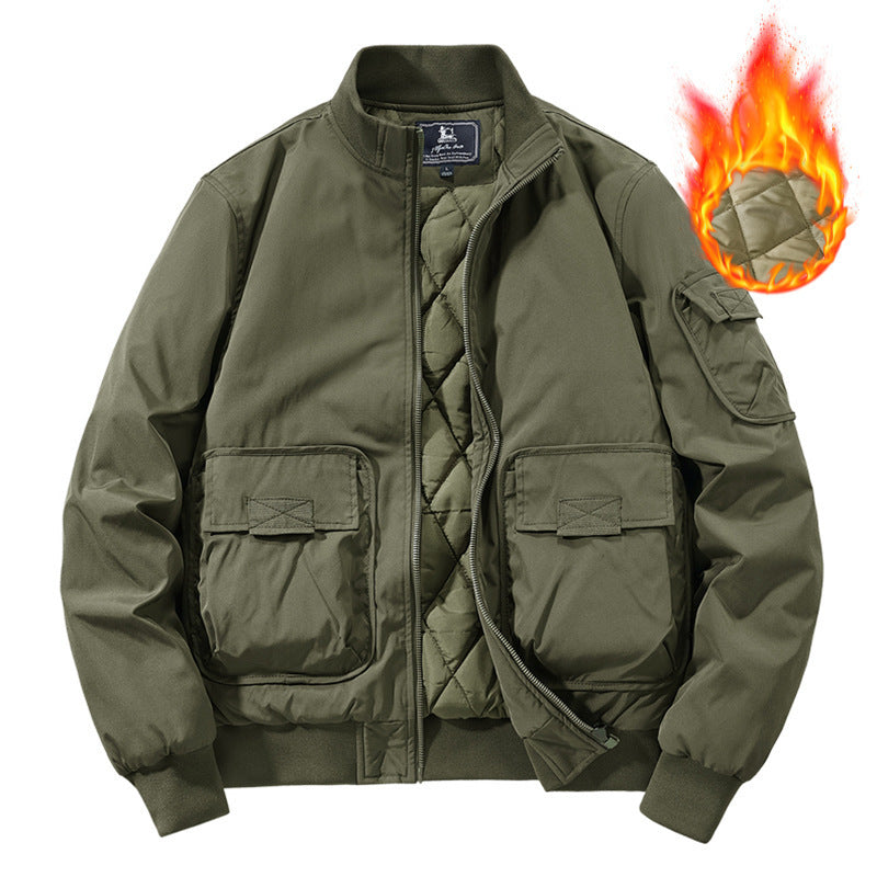 Flying Suit Men's Jacket Cotton Coat Autumn and Winter American Retro Loose Casual Middle-aged Casual Jacket Cotton Coat Coat