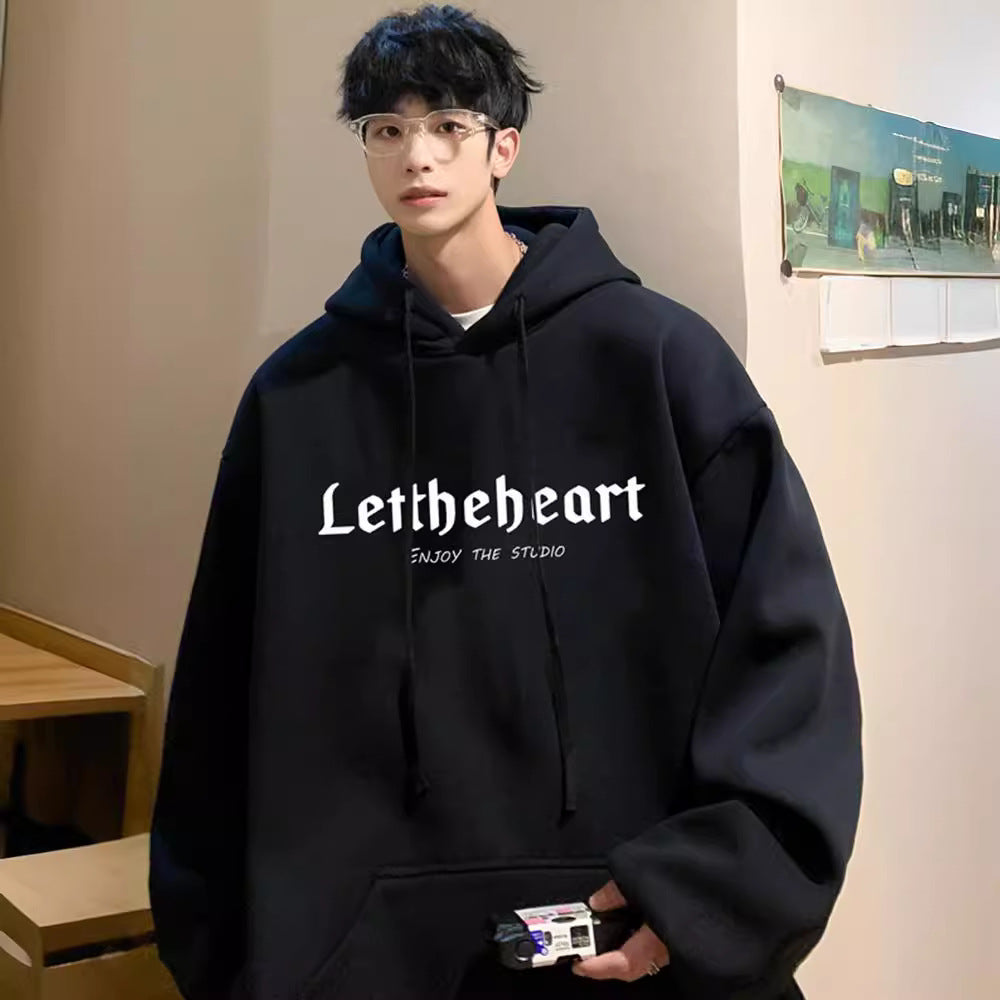 Cotton Hooded Sweater Men's Spring and Autumn 2024 New Loose Couple Hoodie Fashion Brand oversize American Jacket
