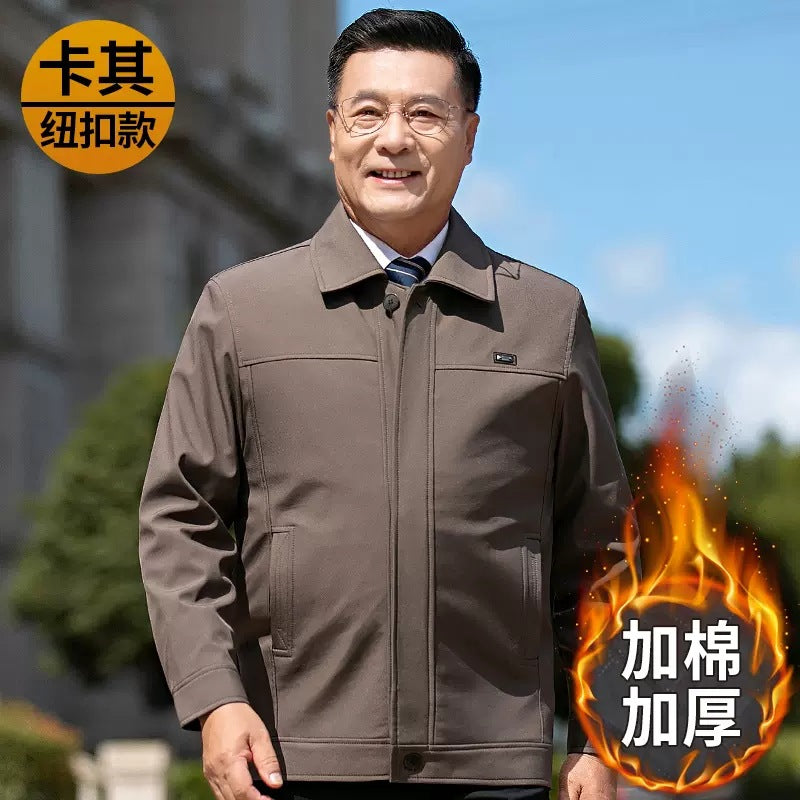 Autumn and Winter Coats for Middle-Aged Men, Dad's Clothing, Middle-Aged and Elderly Men's Autumn and Winter Executive Jackets, Thickened and Warm Men's Wear