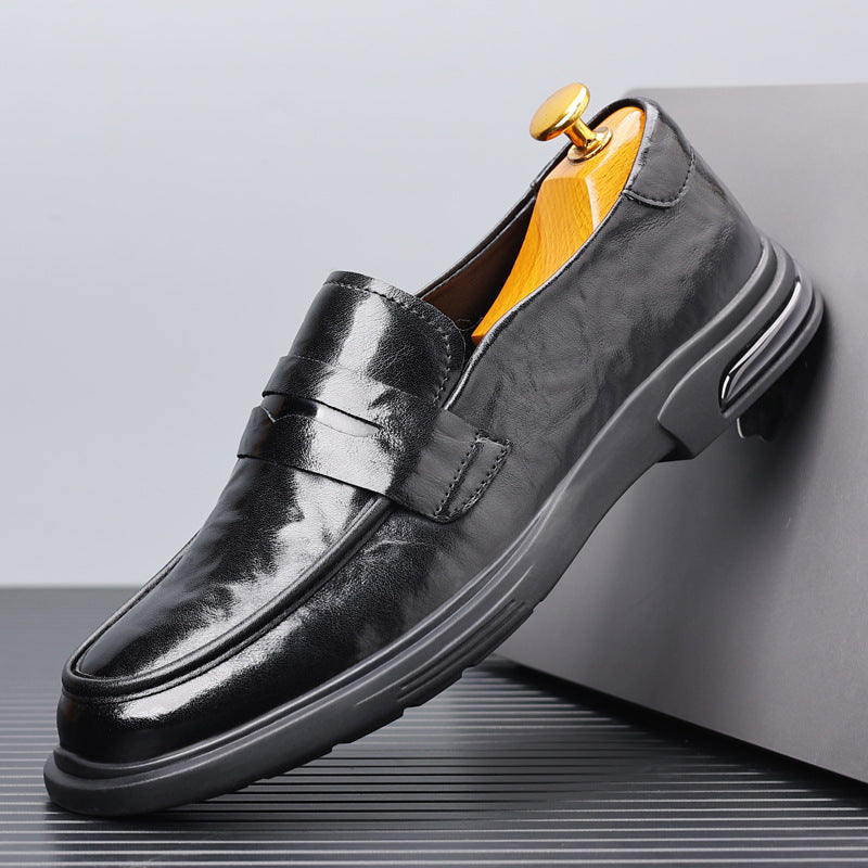 Men's Casual Leather Shoes 2026 New Style Cowhide Formal Business Leather Shoes Non-Slip Slip-On High-End Men's Shoes Wholesale