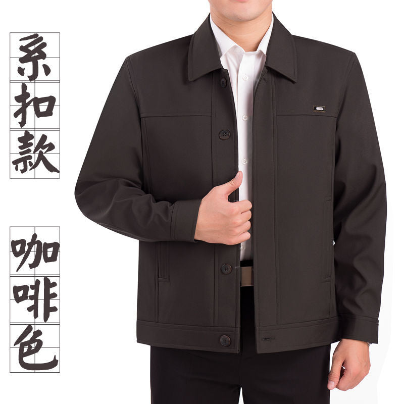 Spring and Autumn Middle-Aged and Elderly Men's Jackets, Dad's Clothing, Elderly Men's Casual Long-Sleeve Coats
