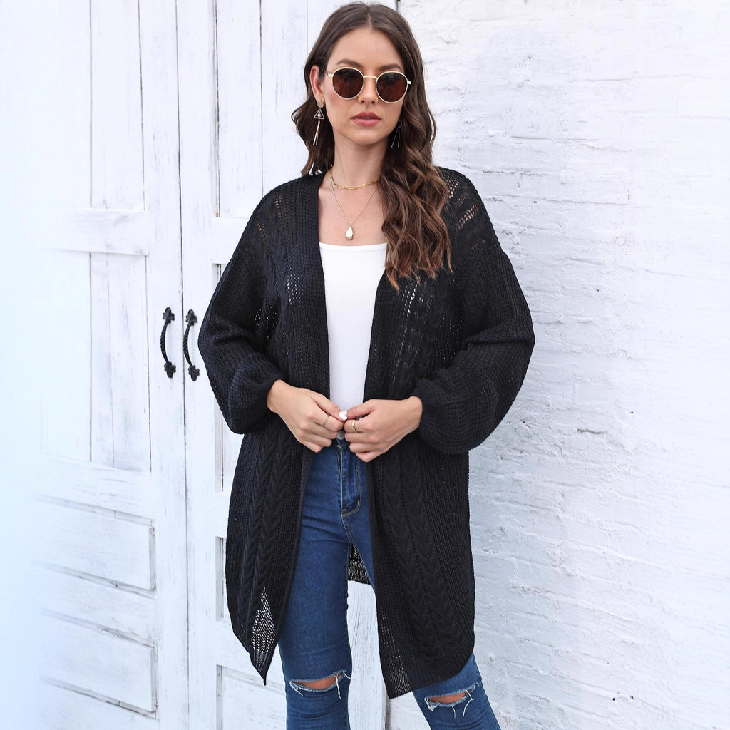Women's Cardigan Air-Conditioning Sweater Cross-Border European and American Fashion Spring and Autumn New Woven Sweater Loose Casual Sweater Coat 641