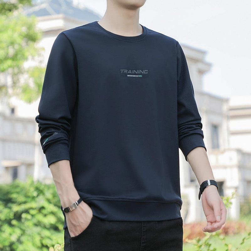 Sweater Men's Spring and Autumn New Cotton Loose Casual Long-sleeved T-shirt Men's Trendy All-match Base Shirt Top