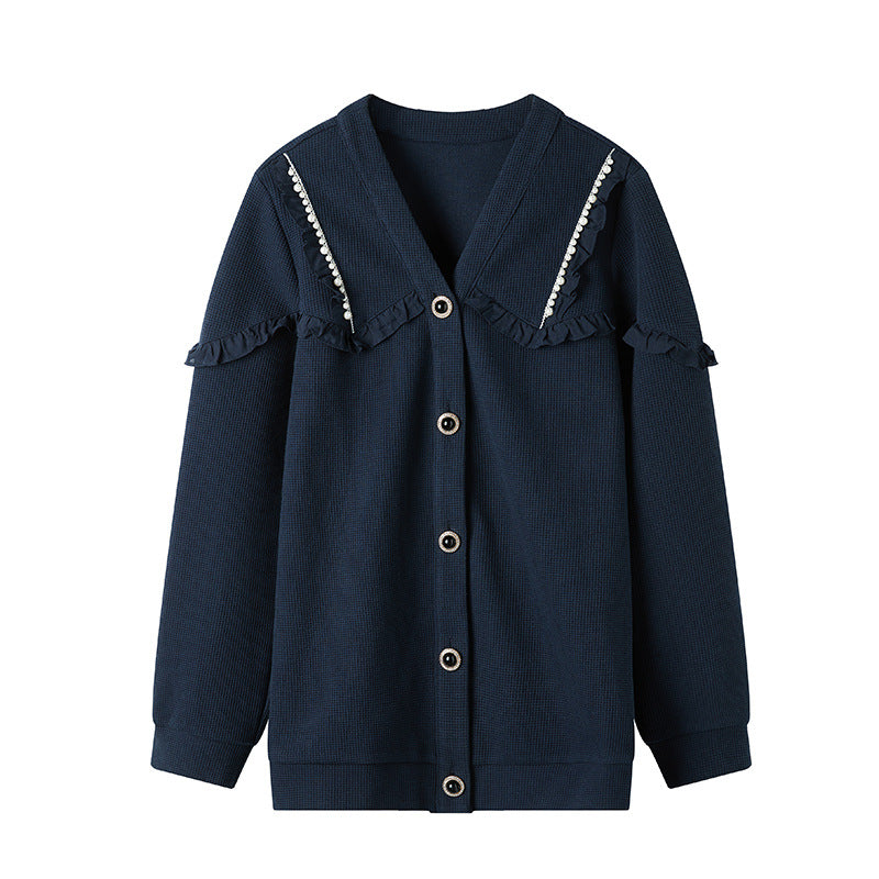 Real Shot of 2025 Autumn New Large Size Pearl Chain Edge Jacket Loose Fat Girl Women's Clothing
