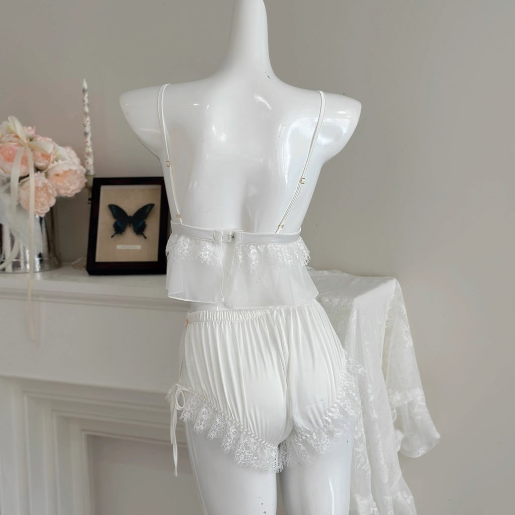 Sexy Pajamas for Women, Ice Silk 2025 Summer New Style, Sweet with Breast Pads, Suspenders, Shorts, Home Clothes Set, Pure Lust Style