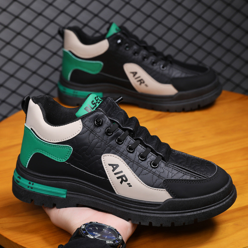 Labor Insurance Work Men's Shoes Autumn Leather Casual Sneakers Men's Winter Shoes Men's Thick Sole Heightened Forrest Gump Trendy Shoes