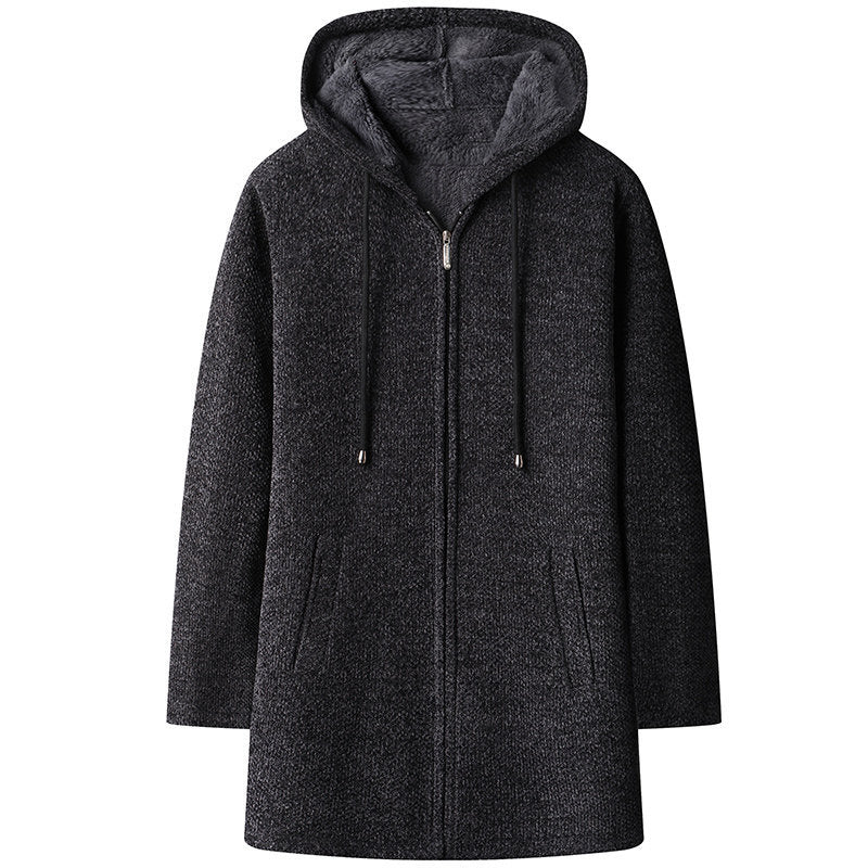 Good Quality Autumn and Winter New Men's Casual Mid-length Jacket All-match fleece-lined Coat Jacket 6619-P55