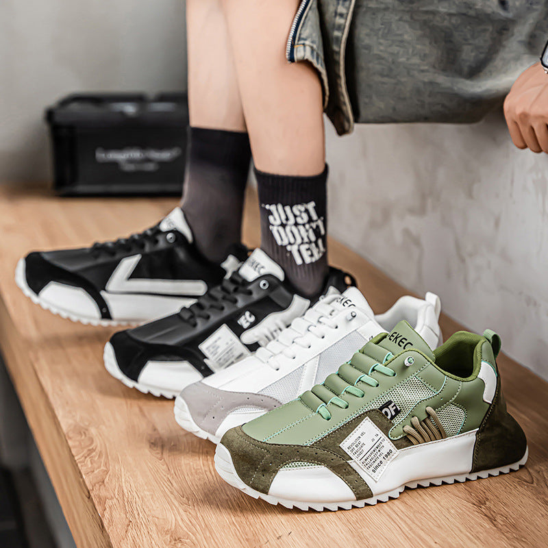 2025 Men's Shoes Autumn Breathable Versatile Slip-On Sneakers Casual Board Shoes Running Thick-Soled Height-Increasing Dad Shoes