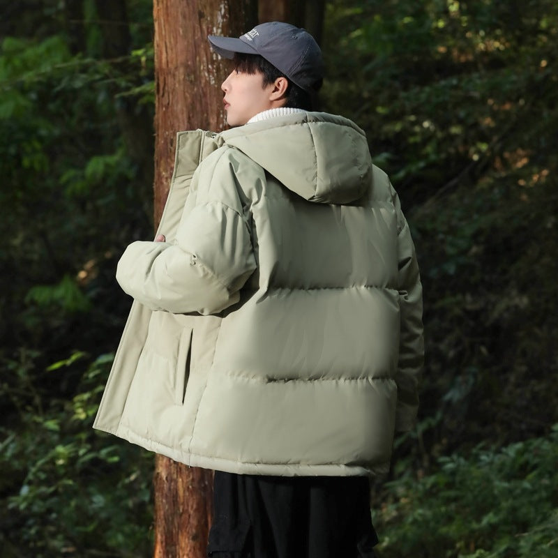 Cross-Border Cotton-Padded Jackets for Men and Women, Winter Loose Hooded Cotton-Padded Jackets, Pure Color Bread Jackets, Cotton-Padded Jackets, Warm Couple Jackets for Men