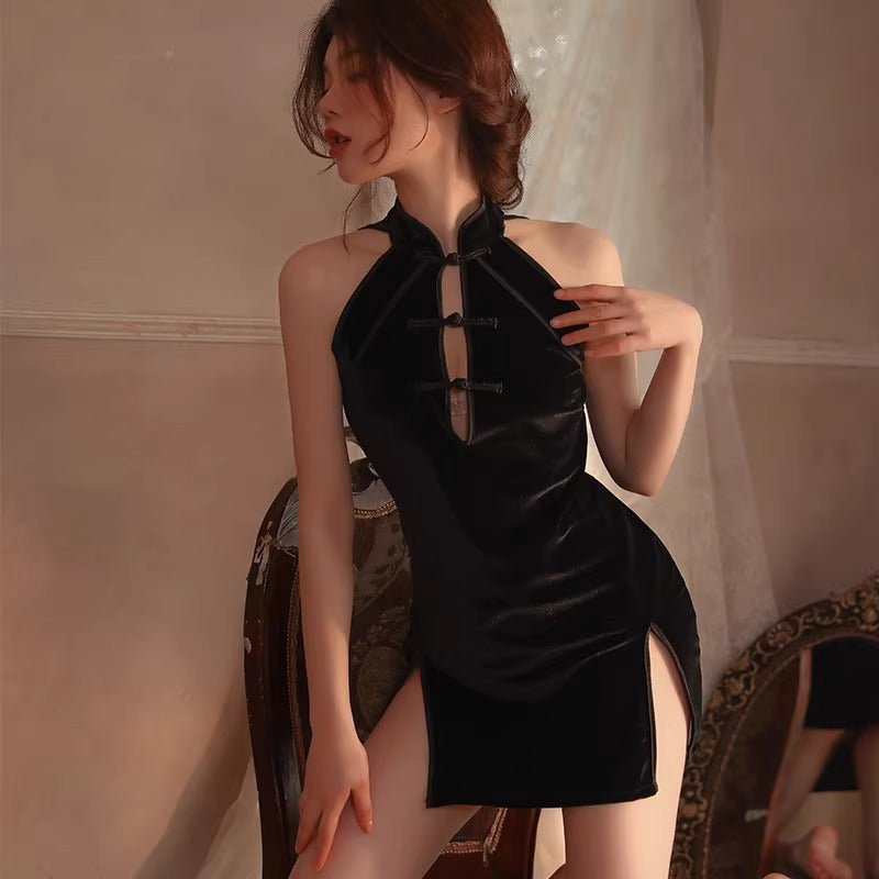 Red Cheongsam Sexy Pajamas Pure Lust Style Fun Nightgown Bed Sexy Abstinence Style Sexy Temptation Hip Skirt