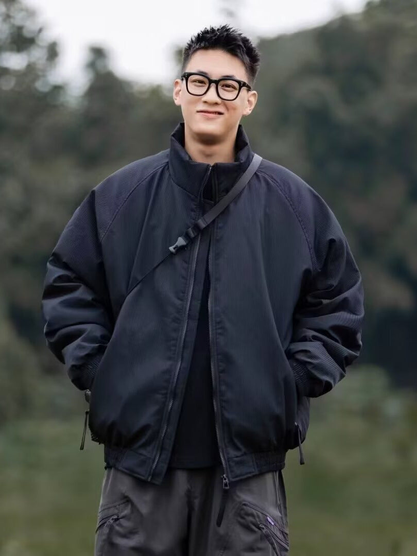 Japanese Vintage Tooling Trend Men's and Women's Loose Vertical Collar Short Cotton-padded Coat Winter Men's American Army Green Cotton Coat Jacket