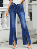 New Style Women's Cross-Border Denim Front Slit Fashionable Slim Fit Trousers