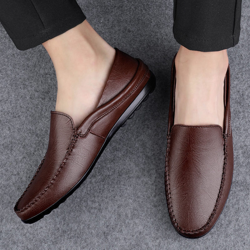 2026 Spring Men's Loafers Genuine Leather Men's Casual Shoes Large Size Breathable Shoes for Men