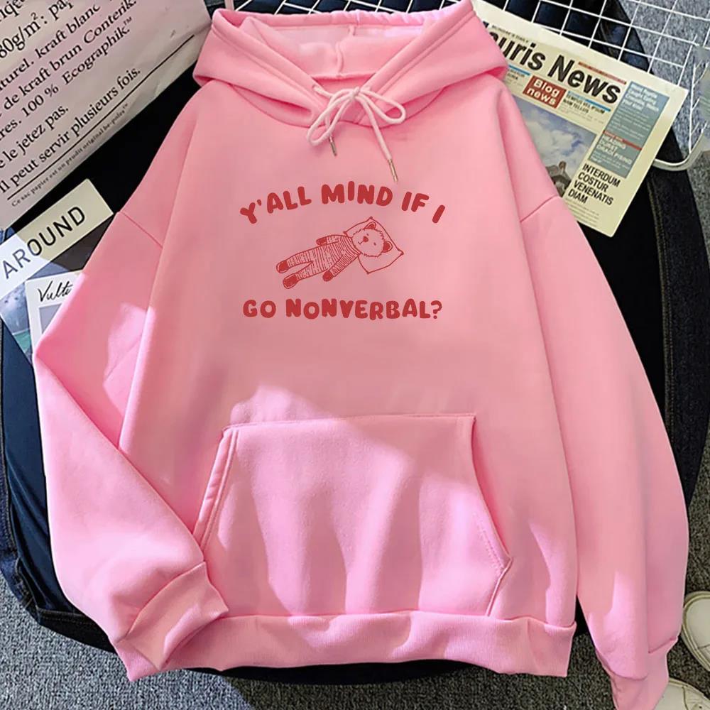 Yall Mind Kawaii Cartoon Graphic Print Hoodies Long Sleeve