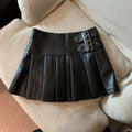 Small Leather Skirt Skirt for Women Spring, Autumn and Winter 2024 New High-Waisted A-Line Black Large Size Pleated Skirt
