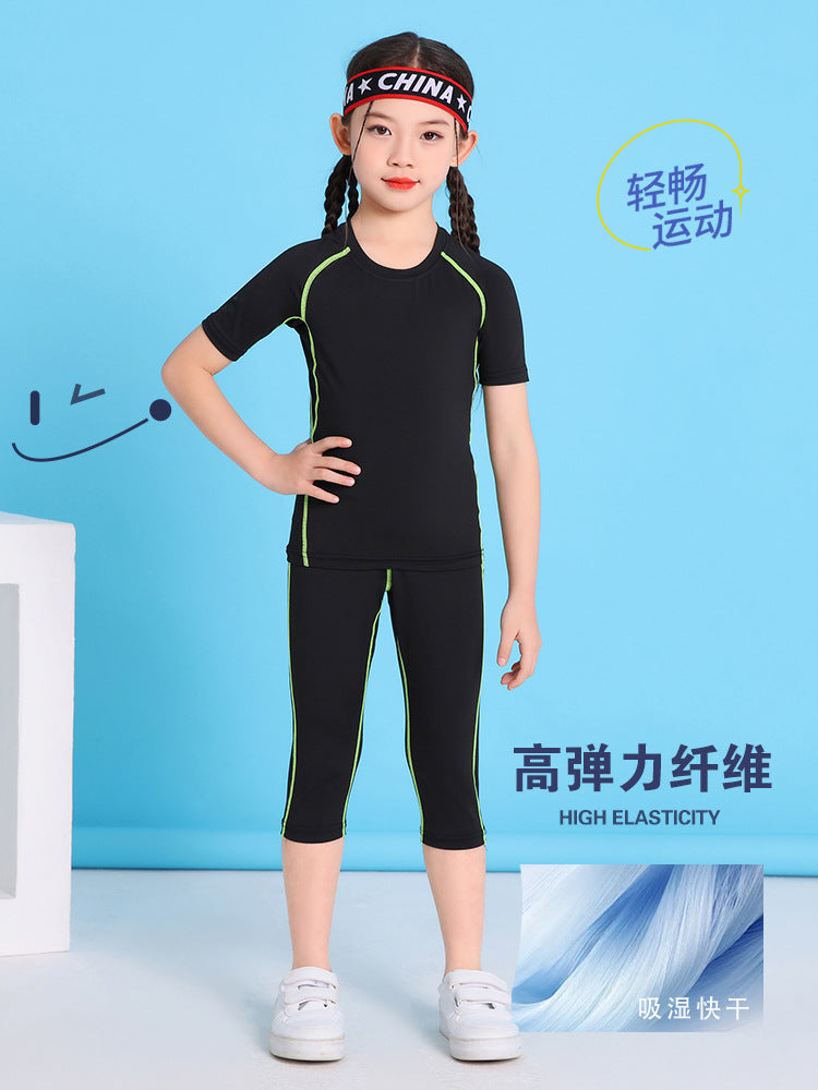 Children's Jump Rope Competition Quick-Drying Training Suit Custom Set, Tight-Fitting Clothing for Running, Football, Basketball, Comfortable Sportswear