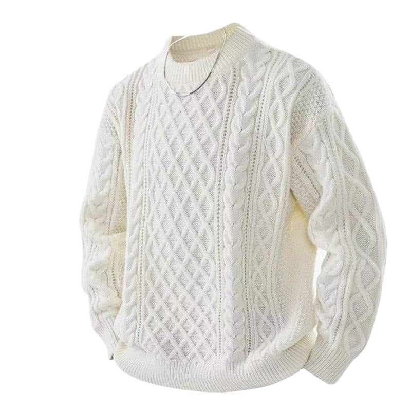 New Men's Sweater Winter New Round Neck Solid Color All-match Knitted Sweater Boys' Base Sweater Warm Trend