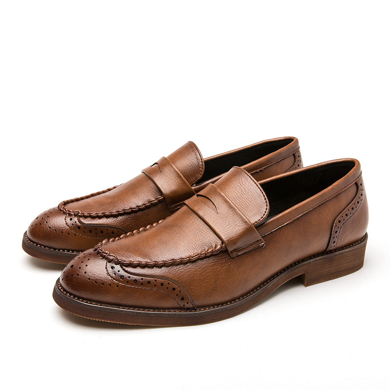 Men's Business Leather Shoes Cross-Border Large Size British Style Casual Shoes Fashionable Men's Slip-On Loafers Trendy Dinner Shoes