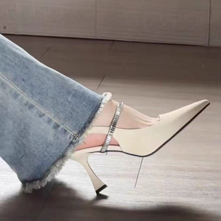Stiletto Heel Elegant Pointed High Heels Women's 2024 New Design Sense Niche Summer Sandals Women's Rhinestone Outer Shoes